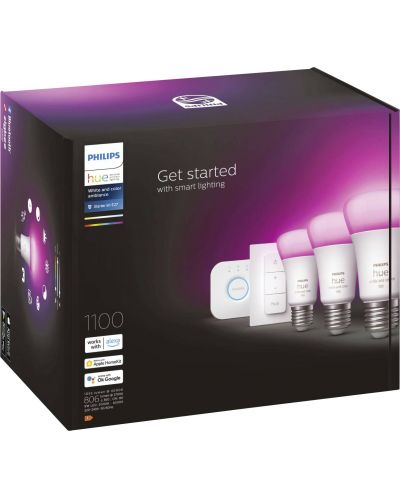 Смарт крушки Philips - HUE Get Started RGB, 9W, E27, A60, 3 бpоя, dimmer - 3