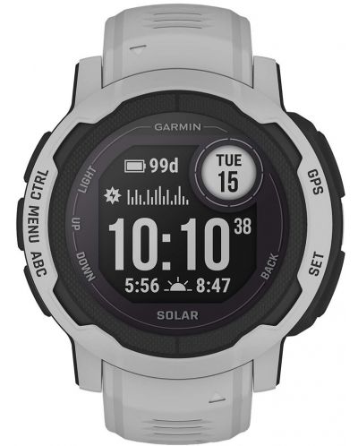 Смарт часовник Garmin - Instinct 2 Solar, 45mm, сив/черен - 1