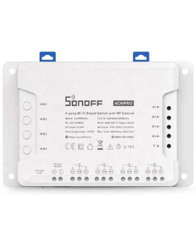 Смарт превключвател Sonoff - 4CHPROR3, WiFi + RF 433, 4-канален, бял - 1