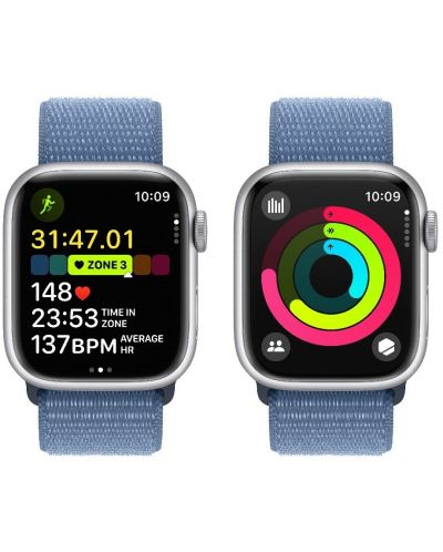 Смарт часовник Apple - Watch S9, 41mm, 1.69'', Winter Blue Sport Loop - 5
