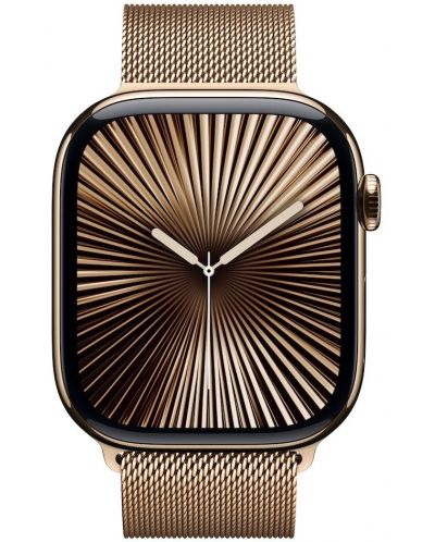 Смарт часовник Аpple - Watch S10 Cell, 42 mm, Gold Titanium Case with Gold Milanese Loop - 1