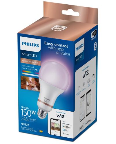 Смарт крушка Philips - Frosted, 18.5W LED, E27, A80, RGB, dimmer - 2