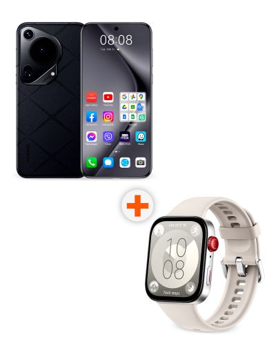 Смартфон Huawei - Pura 70 Ultra, 6.8'', 16GB/512GB, черен + Watch Fit 3, 1.82'', Moon White - 1