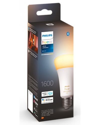 Смарт крушка Philips - Hue, 13W, E27, A67, dimmer - 1