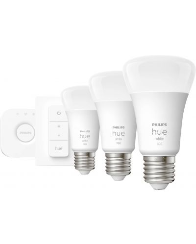 Смарт крушки Philips - HUE Get Started, 9.5W, E27, A60, 3 бpоя, dimmer - 1