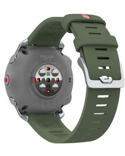 Смарт часовник Polar - Grit X, 1.2", сребрист със зелена каишка - 2