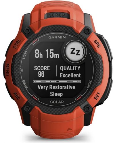 Смарт часовник Garmin - Instinct 2X Solar, 50mm, 1.1'', червен - 4