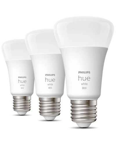Смарт крушки Philips - HUE White, 9W, E27, A60, 3 бpоя, dimmer - 1