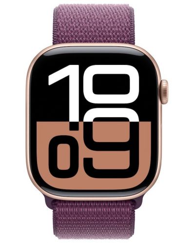 Смарт часовник Аpple - Watch S10 Cell, 42 mm, Rose Gold Alu Case with Plum Sport Loop - 1