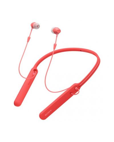 Слушалки с микрофон Sony WI-C400 - червени - 2