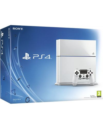 Sony PlayStation 4 - Glacier White (500GB) + подарък 2 игри за PS4 - 1