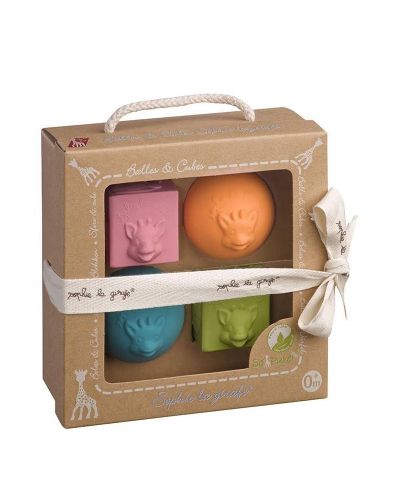 Комплект цветни кубчета и топки Sophie la Girafe - So Pure - 1