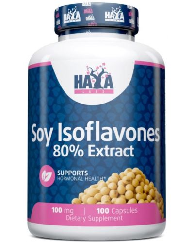 Soy Isoflavones 80% Extract, 100 mg, 100 капсули, Haya Labs - 1