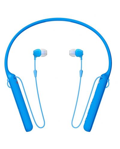 Слушалки с микрофон Sony WI-C400 - сини (разопакован) - 1