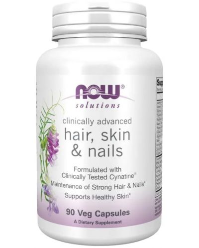 Solutions Hair, skin & nails, 90 капсули, Now - 1