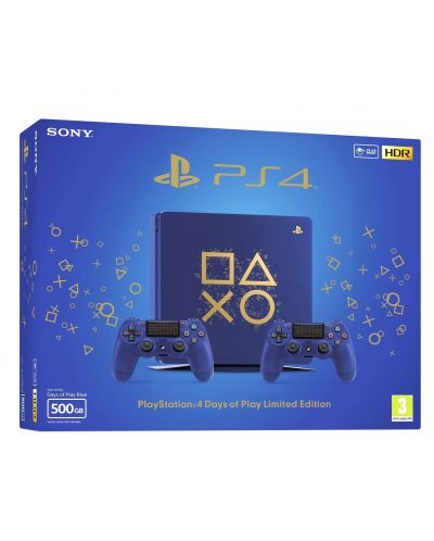 Sony PlayStation 4 Slim 500GB Days Of Play Blue Limited Edition + допълнителен Dualshock 4 контролер - 1