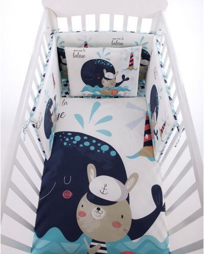 Спален комплект от 6 части за бебешко креватче KikkaBoo Happy Sailor - 70 x 140 cm - 4