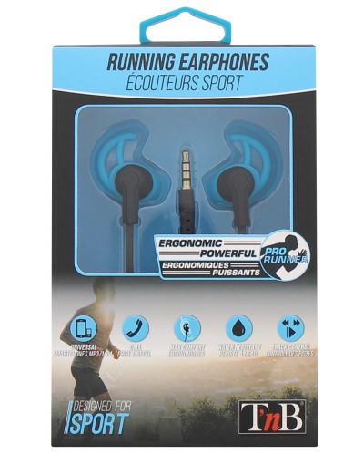 Спортни слушалки с микрофон T'nB - Sport Running, сини/черни - 3