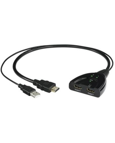 Сплитер Hama - 121776, HDMI/2x HDMI, 4K, черен - 1