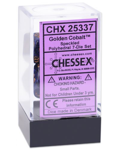 Комплект зарове Chessex - Speckled Poly 7 Set: Golden Cobalt - 2