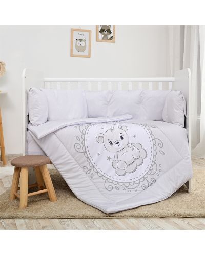 Бебешки спален комплект Lorelli - Лили, 60 х 120 cm, Мечо, сив  - 1