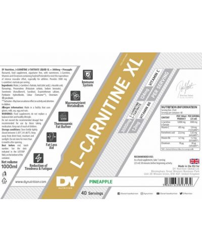 L-Carnitine XL, череша, 1000 ml, Dorian Yates Nutrition - 2