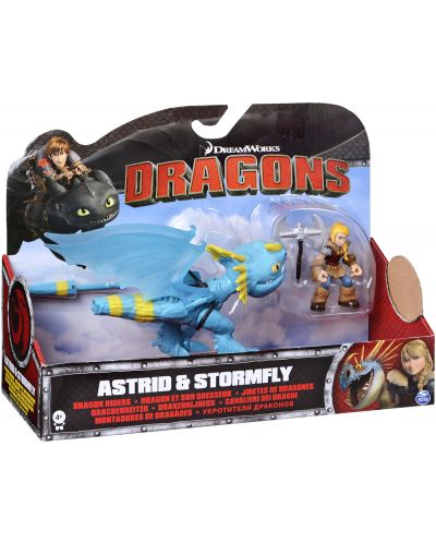 Екшън фигура Spin Master Dragons - Astrid & Stormfly, син - 1