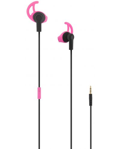 Спортни слушалки с микрофон T'nB - Sport Running, розови/черни - 1
