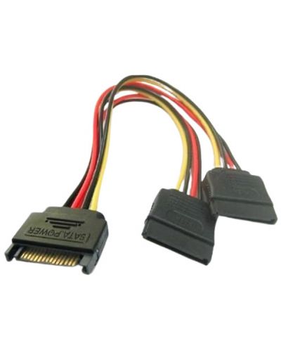 Сплитер VCom - CE360, SATA 15-pin M /2xFemale, черен/жълт - 2