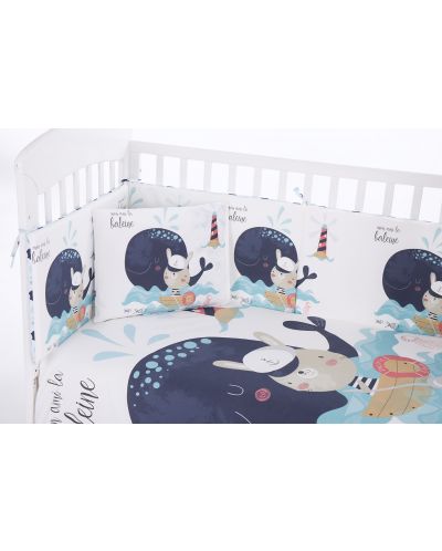 Спален комплект от 6 части за бебешко креватче KikkaBoo Happy Sailor - 70 x 140 cm - 2