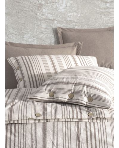 Спален комплект Via Bianco - Washed linen, кафяви райета - 2