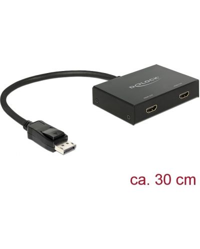 Сплитер Delock - 87666, DisplayPort 1.2/2 x HDMI, черен - 2