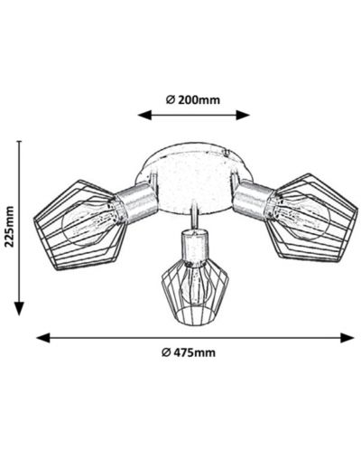 Спот Rabalux - Belano 3536, IP20, E27, 3 x 40W, черен - 2