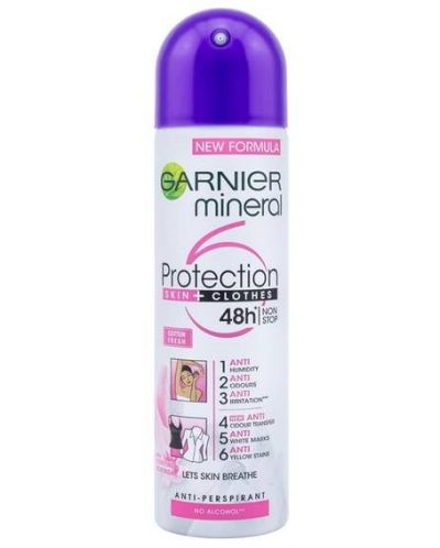 Garnier Mineral Спрей дезодорант Protection 6 Cotton Fresh, 150 ml - 1