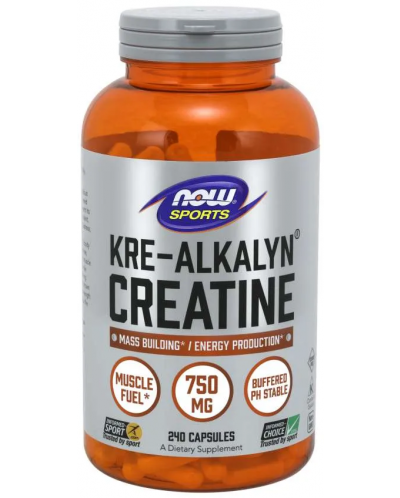 Sports Kre-Alkalyn Creatine, 240 капсули, Now - 1
