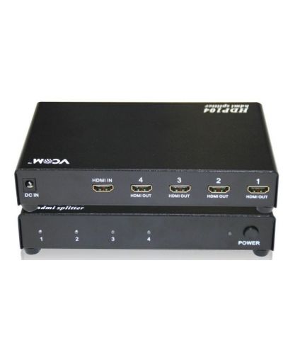 Сплитер VCom - DD414A, HDMI/ Multiplier 1x4, черен - 1