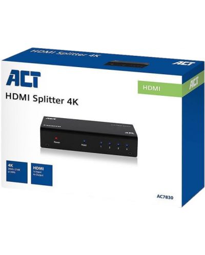 Сплитер ACT AC7830, HDMI/ 1/4, 4K, 30Hz, черен