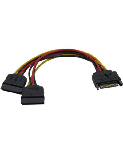 Сплитер VCom - CE360, SATA 15-pin M /2xFemale, черен/жълт - 1