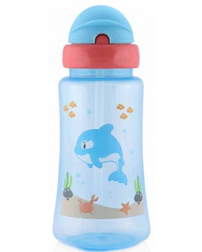 Спортна бутилка със сламка Lorelli Baby Care - 330 ml, Синя  - 1