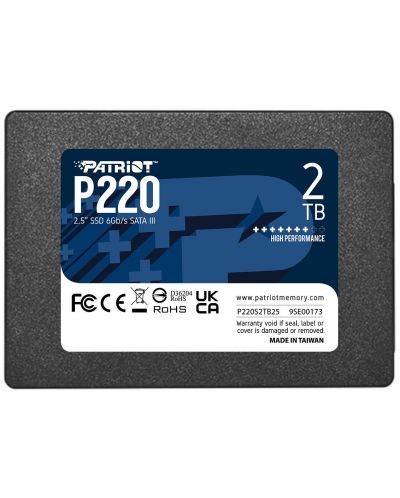 SSD памет Patriot - P220, 2TB, 2.5'',  SATA III - 1