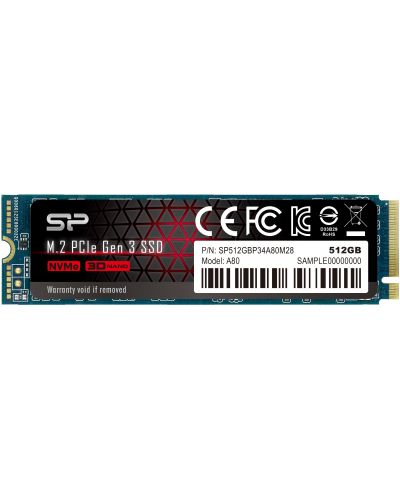 SSD памет Silicon Power - A80, 512GB, M.2, PCIe - 1