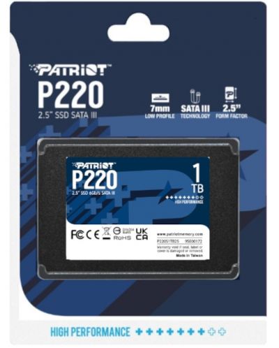 SSD памет Patriot - P220, 1TB, 2.5'', SATA III - 5