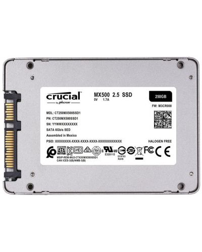 SSD памет Crucial - MX500, 250GB, 2.5'', SATA III - 3