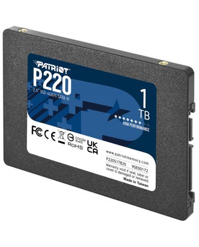 SSD памет Patriot - P220, 1TB, 2.5'', SATA III - 2