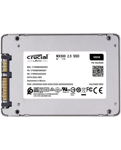 SSD памет Crucial - MX500, 500GB, 2.5'', SATA III - 3