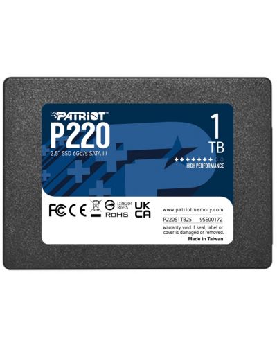 SSD памет Patriot - P220, 1TB, 2.5'', SATA III - 1