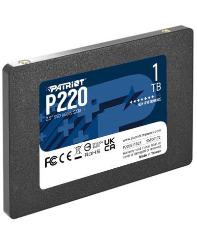 SSD памет Patriot - P220, 1TB, 2.5'', SATA III - 3