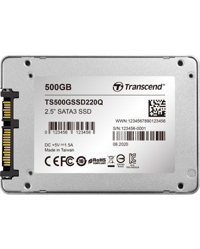 SSD памет Transcend - SSD220Q, 500GB, 2.5'', SATA III - 5