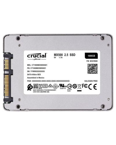 SSD памет Crucial - MX500, 1TB, 2.5'', SATA III - 3