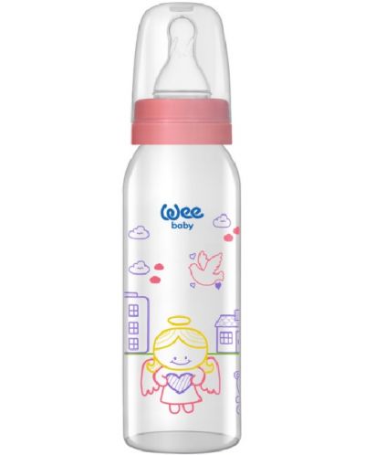 Стъклено шише Wee Baby Classic, 250 ml, розово - 1